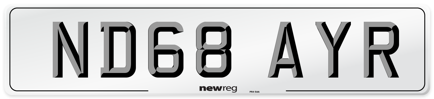 ND68 AYR Number Plate from New Reg